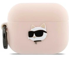 Karl Lagerfeld 3D Logo NFT Choupette Head Silicone dėklas skirtas AirPods Pro 3 Rožinė