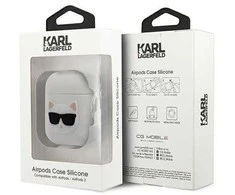 Karl Lagerfeld silikoninis Choupette dėklas skirtas AirPods 1/2 Cover - Baltas