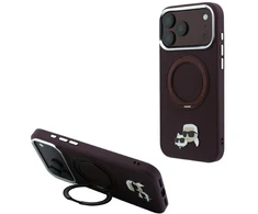 Dėklas Karl Lagerfeld su žiediniu stovu 360 Karl & Choupette Heads Pin MagSafe, skirtas iPhone 18 Pro / 17 Pro