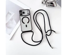 Marka Niezdefiniowana - Dėklas, suderinamas su MagSafe, skirtas iPhone 18 Pro Max / 17 Pro Max – elektrolitinis TPU telefono dangtelis su ilgu pakabu – Juodas