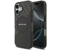 Mercedes AMG Double Layer Transparent Rhombs MagSafe Case for iPhone 17 - Juodas and Raudona