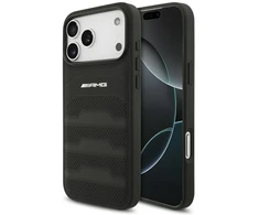 Dėklas Mercedes AMG Leather Debossed Lines Logo Case for iPhone 18 Pro Max / 17 Pro Max - Juodas