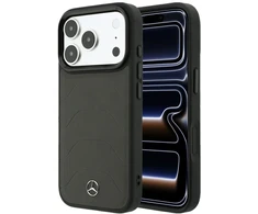Dėklas Mercedes Leather Mesh with Bow Line MagSafe Case for iPhone 18 Pro / 17 Pro - Dark Gray