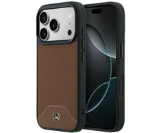 Dėklas Mercedes Leather Wood Effect and Curve MagSafe iPhone 17 Pro Max camel