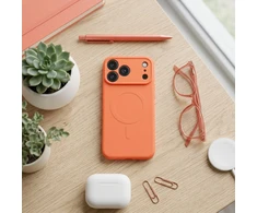 OEM dėklas, skirtas iPhone 17 Pro Max / 18 Pro Max silikoniniam Mag dėklui, suderinamas su MagSafe (kameros apsauga), oranžinis