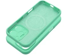 OEM silikoninis dėklas, skirtas „iPhone 17 AIR“, 2 mm, suderinamas su „MagSafe“, mėtų spalvos