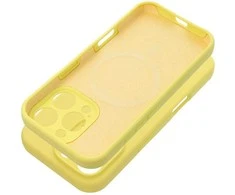 OEM dėklas, skirtas iPhone 17 Pro Max / 18 Pro Max (žemas kameros kraštas), silikoninis 2 mm (apsauga nuo kameros), suderinamas su MagSafe, geltonas