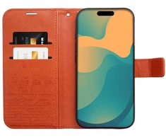 OEM atverčiamas dėklas iPhone 17 / 18 Mezzo Book katėms ruda