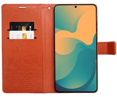 OEM atverčiamas dėklas Redmi NOTE 15 PRO 5G Mezzo Book Cats Ruda