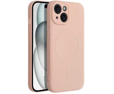 Dėklas Oem Case for iPhone 15 Silicone Mag Cover compatible with MagSafe (camera protection) pink