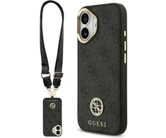 Dėklas GUESS case for IPHONE 17 compatible with MagSafe GUHMP17SP4G4DCSK (PU W/ Strass Logo &amp; Big Strap Metal Mygtukai) juodas