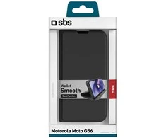 SBS piniginės formos lygus dėklas Motorola Moto G56 su atverčiamu dangteliu - Juodas