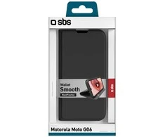 SBS piniginės formos lygus dėklas Motorola Moto G06 su atverčiamu dangteliu - Juodas