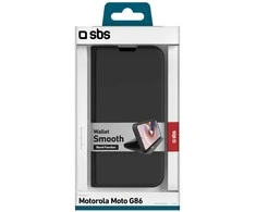 SBS piniginės formos lygus dėklas Motorola Moto G86 su atverčiamu dangteliu - Juodas