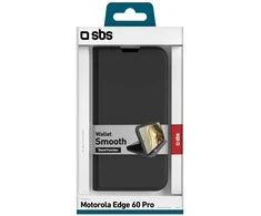 SBS piniginės formos lygus dėklas Motorola Edge 60 Pro su atlenkimu - Juodas