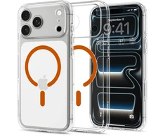 Dėklas Spigen Ultra Hybrid MagSafe iPhone 17 Pro / 18 Pro SKAIDRUS/ORANŽINIS