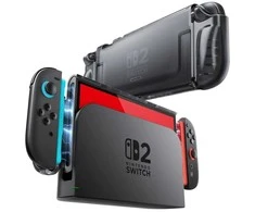 „Supcase Crystal“ dėklas, skirtas „Nintendo Switch 2“ – permatomas juodas