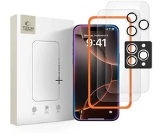 „Tech-Protect Easy Set+“ 3 grūdinto stiklo pakuotė, skirta „iPhone 16 Pro“ / „17 Pro“ – skaidri