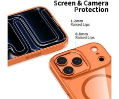 „Tech-Protect MagMat MagSafe“ dėklas, skirtas „iPhone 17 Pro Max“ – permatomas oranžinis