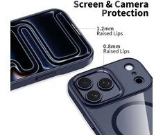 „Tech-Protect MagMat MagSafe“ dėklas, skirtas „iPhone 17 Pro“ – permatomas tamsiai mėlynas Mėlyna