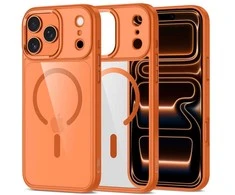 „Tech-Protect MagMat MagSafe“ dėklas, skirtas „iPhone 17 Pro Max“ – permatomas oranžinis