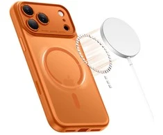 „Tech-Protect Magpeak Magsafe CC“ dėklas, skirtas „iPhone 17 Pro Max“ – matinis oranžinis
