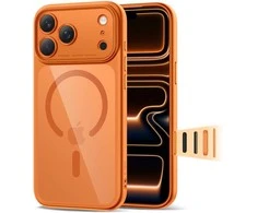 „Tech-Protect Magpeak Magsafe CC“ dėklas, skirtas „iPhone 17 Pro Max“ – permatomas oranžinis