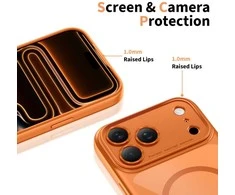 „Tech-Protect Magpeak Magsafe CC“ dėklas, skirtas „iPhone 17 Pro Max“ – permatomas oranžinis