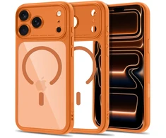 Dėklas TECH-PROTECT MAGPEAK MagSafe CC iPhone 17 Pro Max / 18 Pro Max KOSMINĖ ORANŽINĖ/SKAIDRI