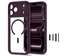 Dėklas TECH-PROTECT MAGPEAK MagSafe CC iPhone 17 Pro Max / 18 Pro Max TAMSIAI VYŠNINĖ/SKAIDRI