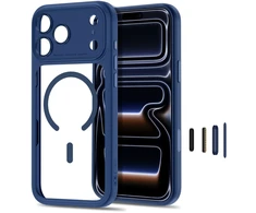 Dėklas TECH-PROTECT MAGPEAK MagSafe CC iPhone 17 Pro Max / 18 Pro Max TAMSIAI MĖLYNAS/SKAIDRUS
