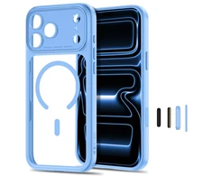 Dėklas TECH-PROTECT MAGPEAK MagSafe CC iPhone 17 Pro / 18 Pro ŠVIESIAI MĖLYNAS/SKAIDRUS