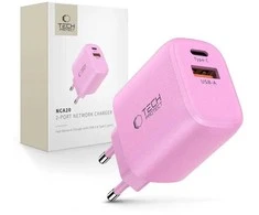 „Tech-Protect NCA20 PD 20W QC3.0 USB-A / USB-C“ sieninis įkroviklis - Rožinė