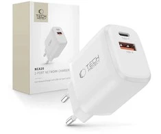 „Tech-Protect NCA20 PD 20W QC3.0 USB-A / USB-C“ sieninis įkroviklis - Baltas