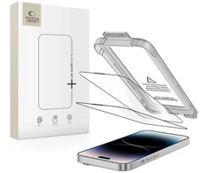 „Tech-Protect Quick Set+“ 2 grūdinto stiklo pakuotė, skirta „iPhone 14 Pro“ - juodas