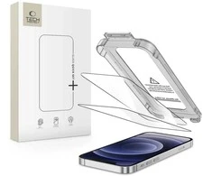 „Tech-Protect Quick Set+“ 2 grūdinto stiklo pakuotė, skirta „iPhone 12“ / „12 Pro“ - juodas