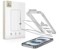 „Tech-Protect Quick Set+“ 2 grūdinto stiklo pakuotė, skirta „iPhone 17“ - juodas