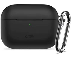 „Tech-Protect“ silikoninis dėklas su kabliuku, skirtas „AirPods Pro 3“ ausinėms - Juodas