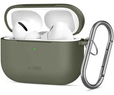 „Tech-Protect“ silikoninis dėklas su kabliuku „AirPods Pro“ – alyvuogių spalvos