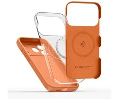 „Tech-Protect“ silikoninis „MagSafe“ dėklas, skirtas „iPhone 17 Pro“ – oranžinis
