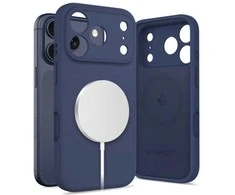 „Tech-Protect“ silikoninis „MagSafe“ dėklas, skirtas „iPhone 17 Pro“ – tamsiai mėlynas Mėlyna