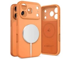 „Tech-Protect“ silikoninis „MagSafe“ dėklas, skirtas „iPhone 17 Pro“ – oranžinis