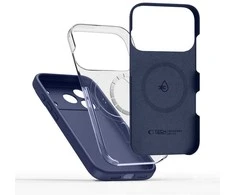 „Tech-Protect“ silikoninis „MagSafe“ dėklas, skirtas „iPhone 17 Pro“ – tamsiai mėlynas Mėlyna