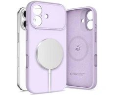„Tech-Protect“ silikoninis „MagSafe“ dėklas, skirtas „iPhone 17“ – Violetinė