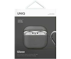 UNIQ dėklas Glase AirPods 4 glossy smoke