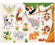 Dėlionė Jokomisiada JUNGLE wooden puzzle with handles - 11 pieces ZA6417