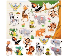 Dėlionė Jokomisiada JUNGLE wooden puzzle with handles - 11 pieces ZA6417