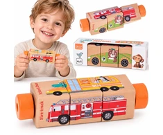 Dėlionė Jokomisiada Rotating wooden puzzle 4 VEHICLES for assembling pictures ZA6241