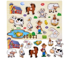 Dėlionė Jokomisiada Wooden puzzle FARMA puzzle with handles - 10 pieces ZA6416