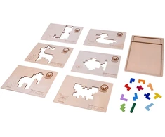 Dėlionė Jokomisiada Wooden puzzle TETRIS 6 animals + pixel blocks ZA6244
